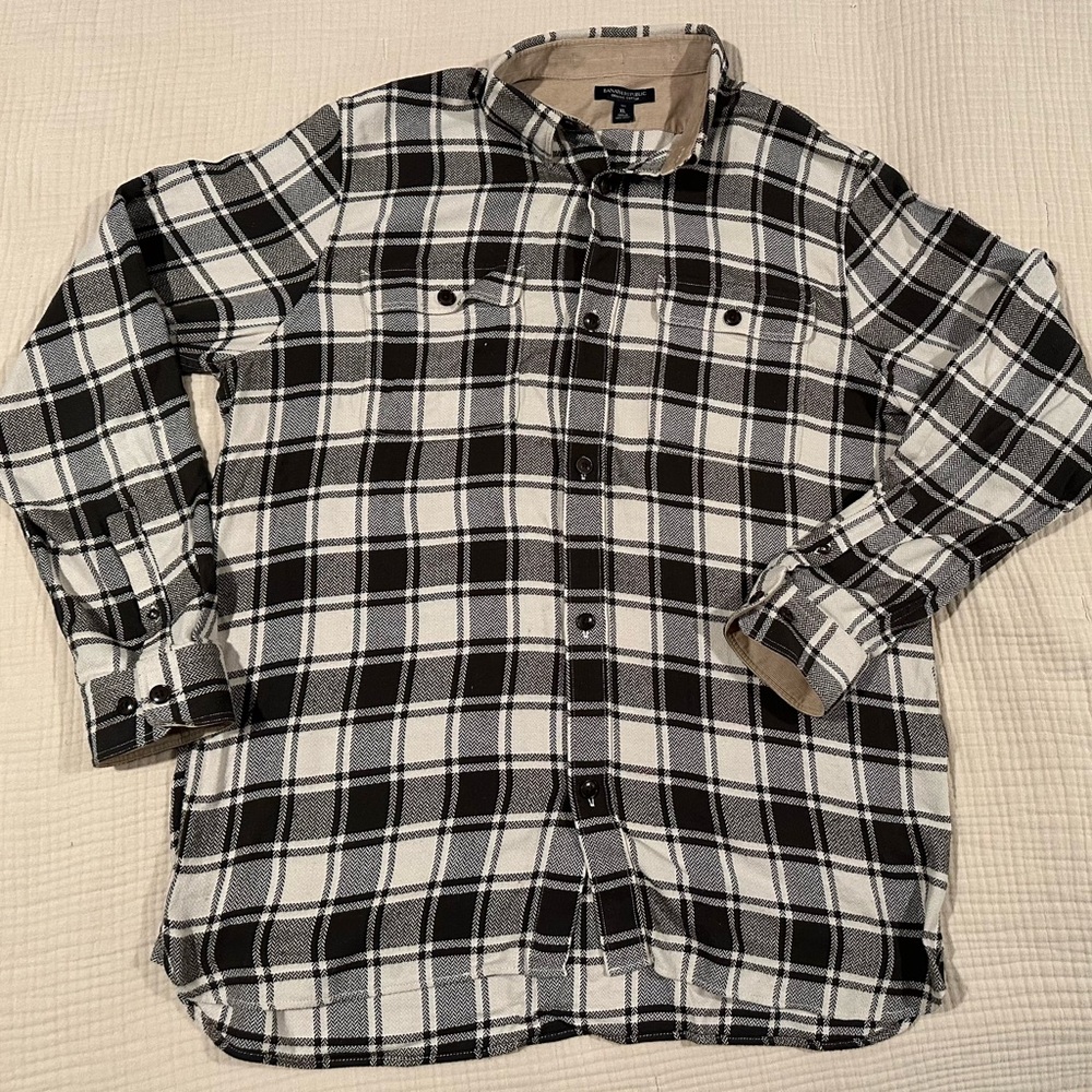 Men's Banana Republic Brown and Cream Plaid Shirt